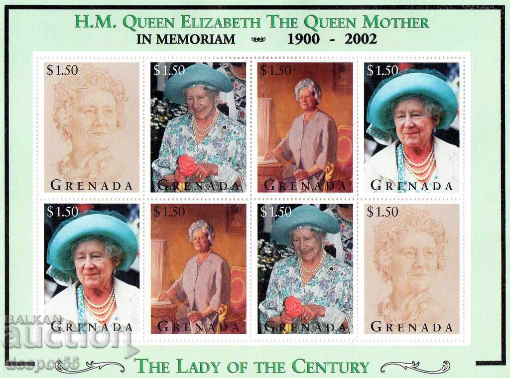 1995. Grenada. 95 years since the birth of the Queen Mother. Block.