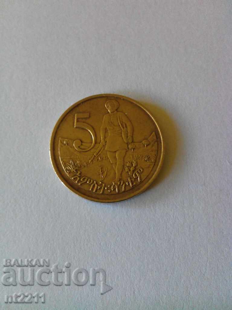 монета 5 цента Етиопия