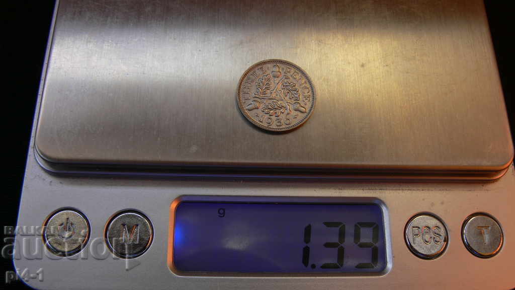 3 pence - 1936 Marea Britanie - argint 3 pence - 1936 Marea Britanie - argint
