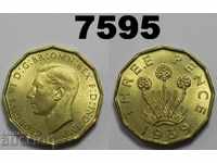 Великобритания 3 пенса 1939 UNC монета