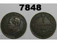 Италия 5 центесими 1861 М XF монета