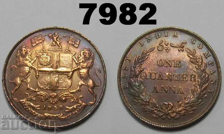 India 1/4 aniversare 1858 UNC Excelentă monedă