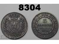 Сардиния 3 центесими 1826 MV-L XF Италия отлична монета
