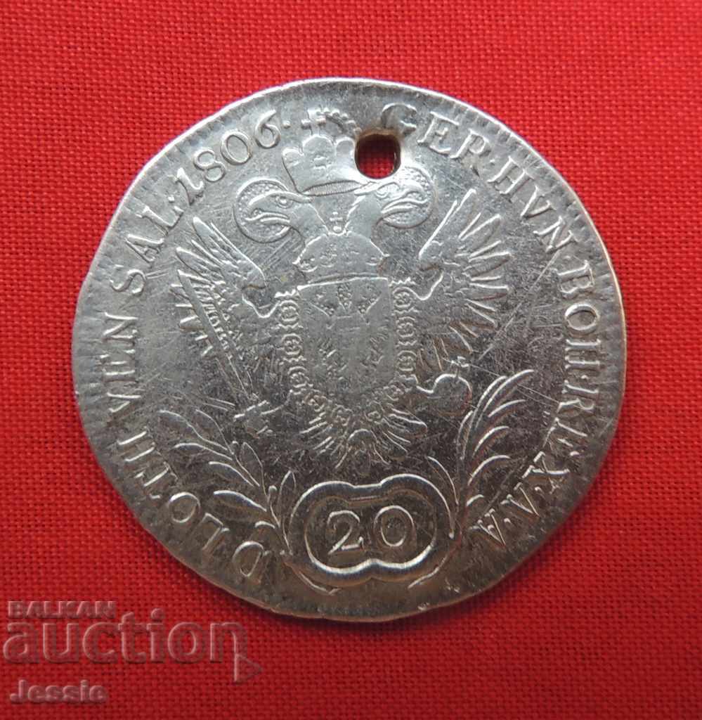 20 Kreuzer Austria-Hungary 1806 D Silver - Franz II