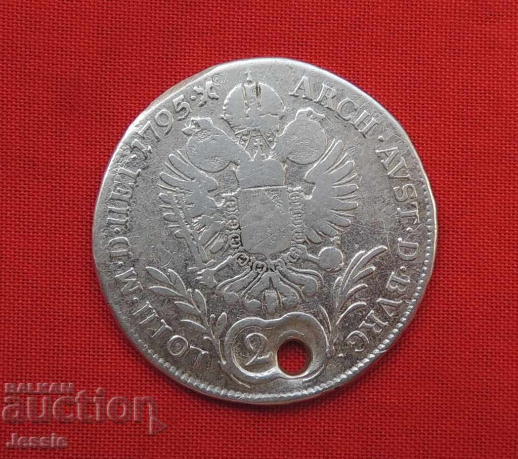 20 кройцера Австроунгария 1795 Е сребро - Франц II