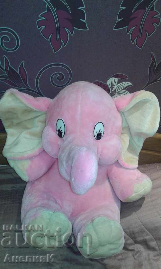 Auction Plush toy - elephant pink-sitting Auction Plush toy - elephant pink-sitting