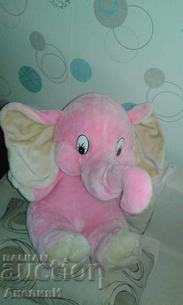 плюшена играчка - слон розов-седнал