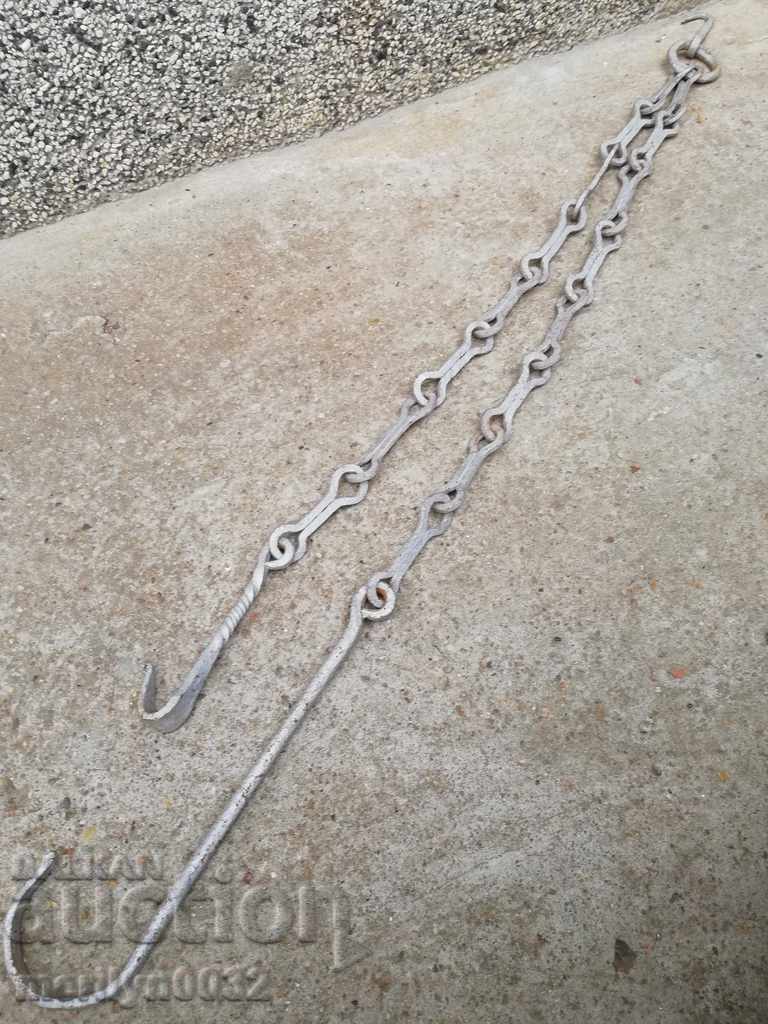 Old forged chain with hook, hearth for hearth chain hook with price 43.00 BGN | € 21.99 Old forged chain with hook, hearth for hearth chain hook with price 43.00 BGN | € 21.99
