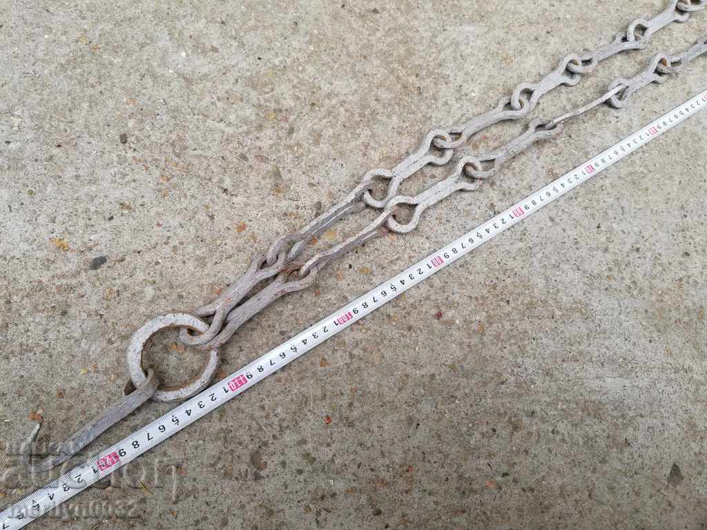 Auction Old forged chain with hook, hearth for hearth chain hook Auction Old forged chain with hook, hearth for hearth chain hook