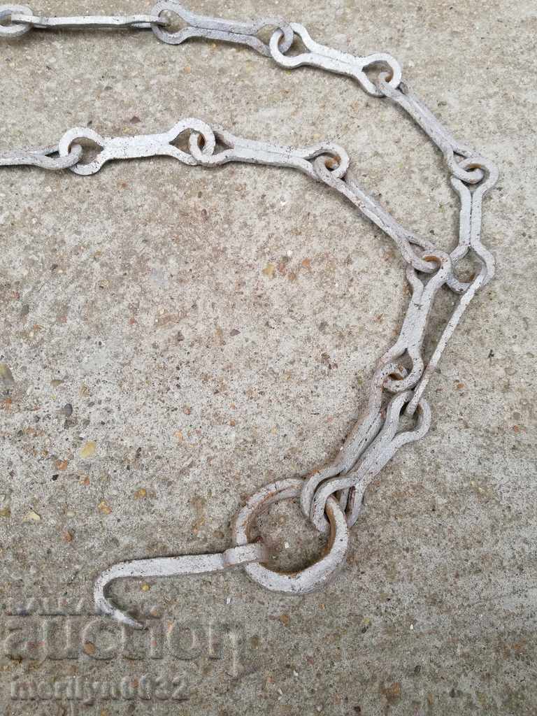Old forged chain with hook, hearth for hearth chain hook - 5 Old forged chain with hook, hearth for hearth chain hook - 5