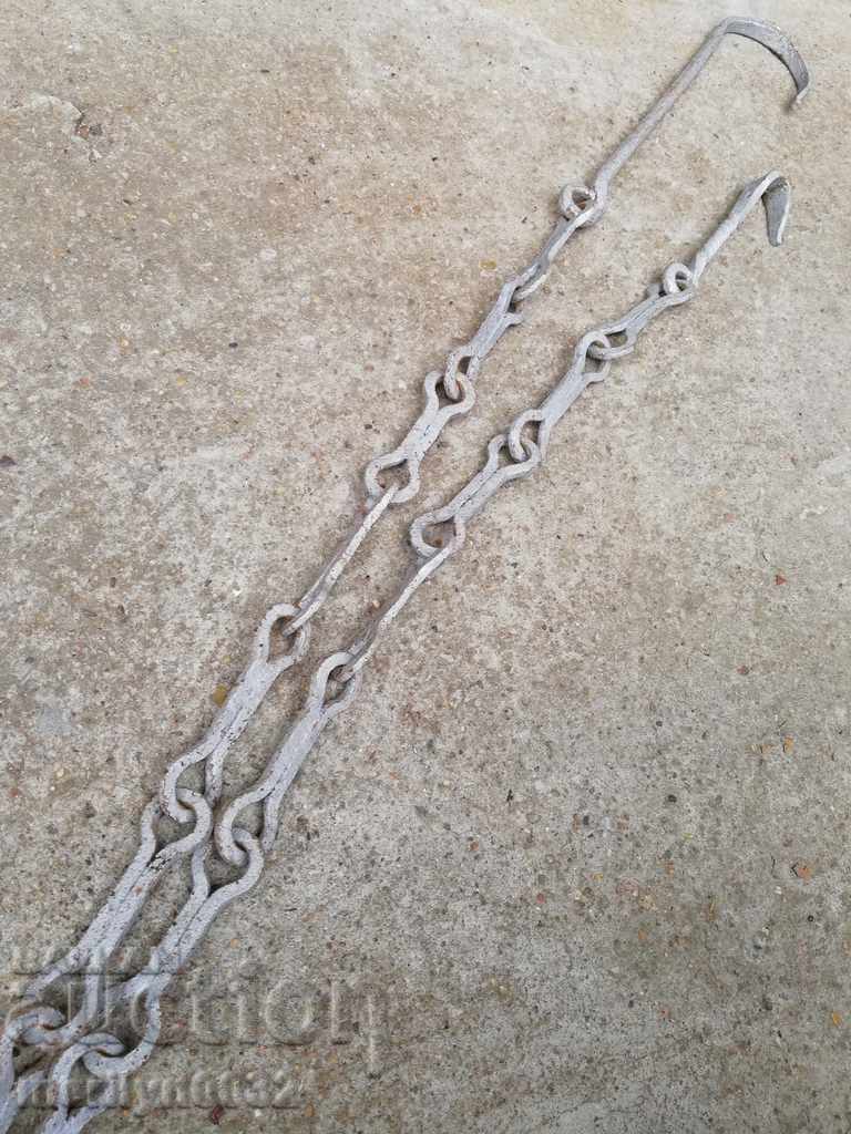 Old forged chain with hook, hearth for hearth chain hook - 6 Old forged chain with hook, hearth for hearth chain hook - 6
