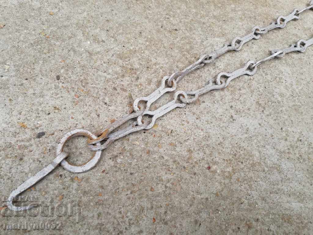 Old forged chain with hook, hearth for hearth chain hook - 7 Old forged chain with hook, hearth for hearth chain hook - 7