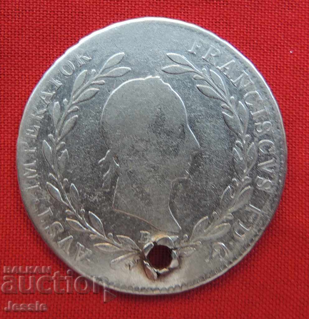 20 Kreuzer Austro-Ungaria 1830 B Argint - Franz II cu preț 14.91 BGN | € 7.62 20 Kreuzer Austro-Ungaria 1830 B Argint - Franz II cu preț 14.91 BGN | € 7.62