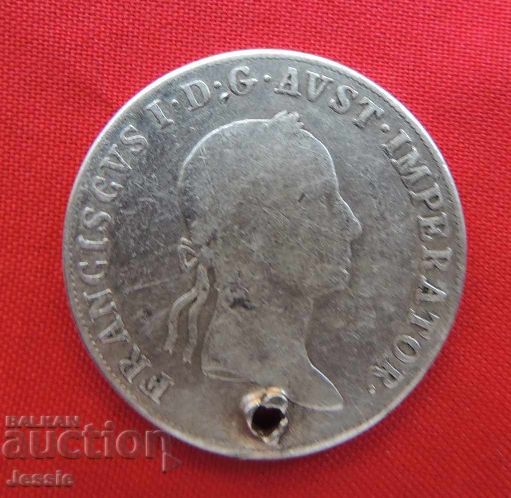 20 кройцера Австроунгария 1833   сребро - Франц II с цена € 13.60 | 26.60 лв.