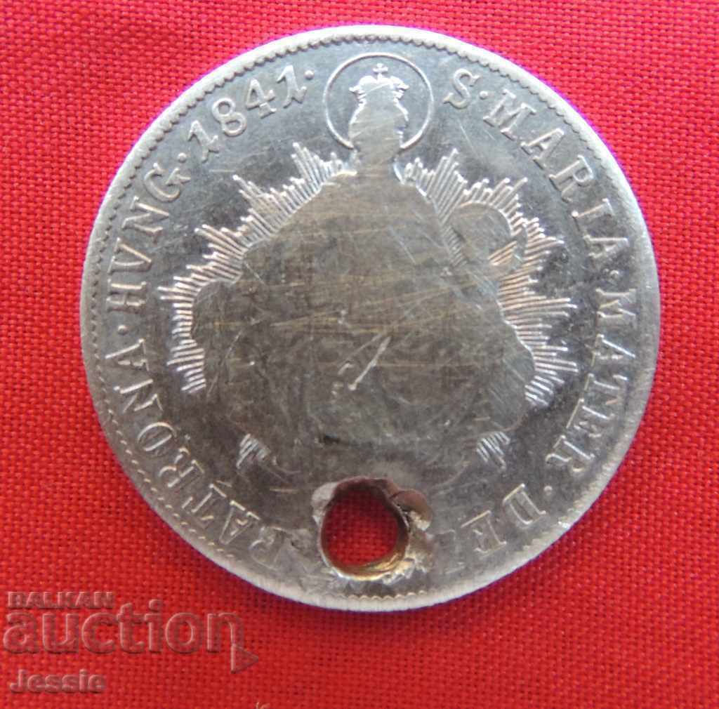 20 Kreuzers Austro-Ungaria pentru Ung. 1841 În argint Ferdinand al V-lea
