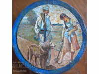 Painting "Borderman and Maiden" Oil ORIGINAL around 1950-1960