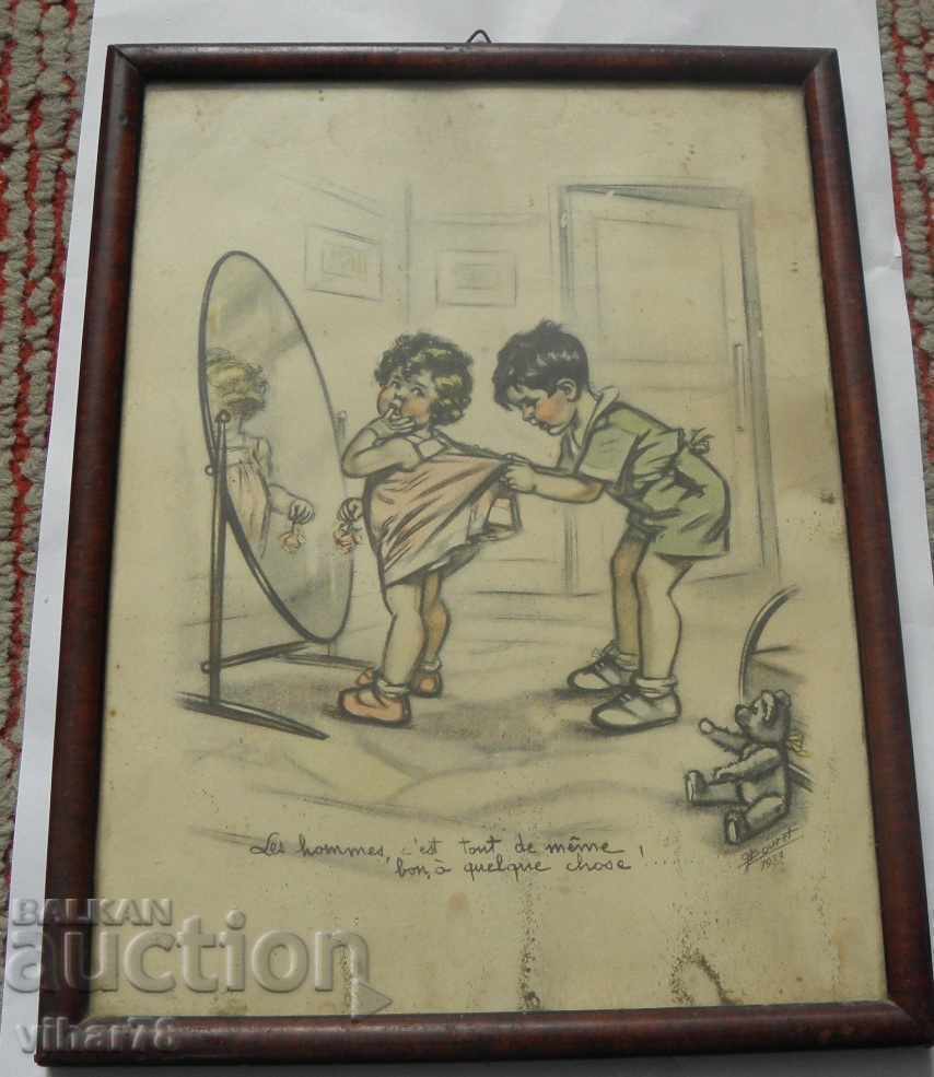 old small picture - graphic, signed - 1937 with price 450.00 BGN | € 230.08 old small picture - graphic, signed - 1937 with price 450.00 BGN | € 230.08