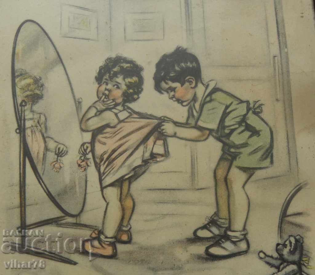 Auction old small picture - graphic, signed - 1937 Auction old small picture - graphic, signed - 1937