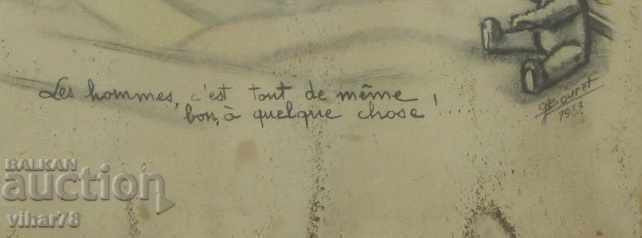 old small picture - graphic, signed - 1937 - 5 old small picture - graphic, signed - 1937 - 5