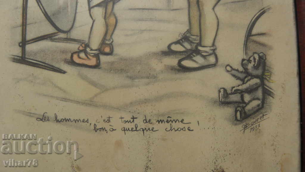 old small picture - graphic, signed - 1937 - 6 old small picture - graphic, signed - 1937 - 6