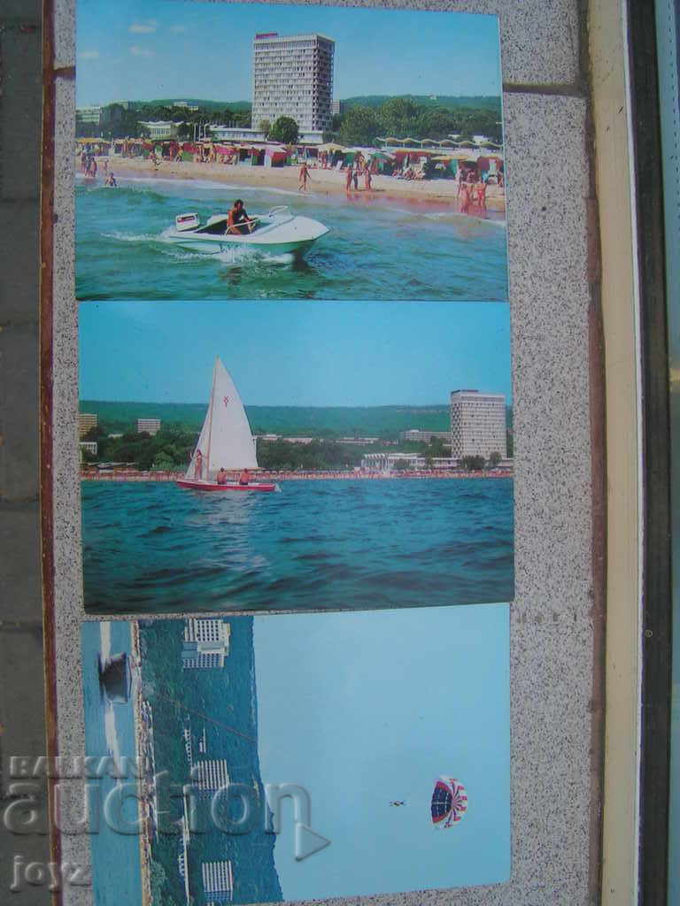 3 броя Пощенски картички от КК Златни пясъци