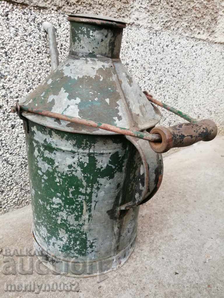 Old metal kettle WW2 galvanized tube for fuel bucket pot - 6 Old metal kettle WW2 galvanized tube for fuel bucket pot - 6