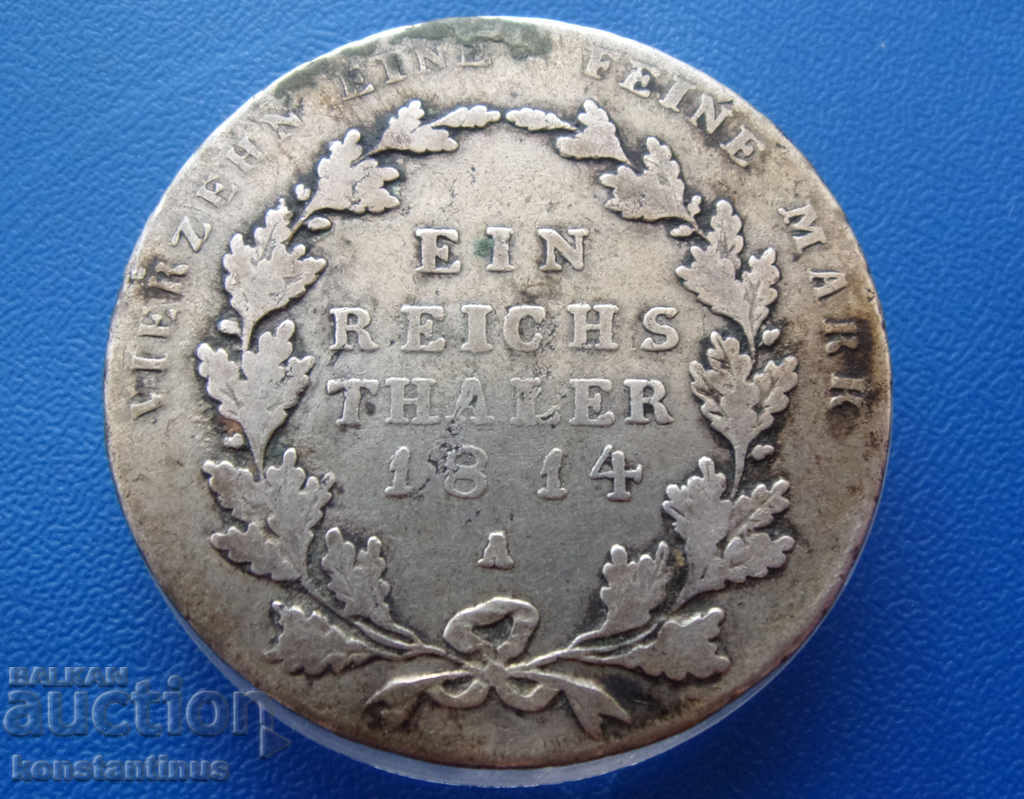 Аукцион Германия Саксония 1  Талер  1814   Rare Оригинал-Качество