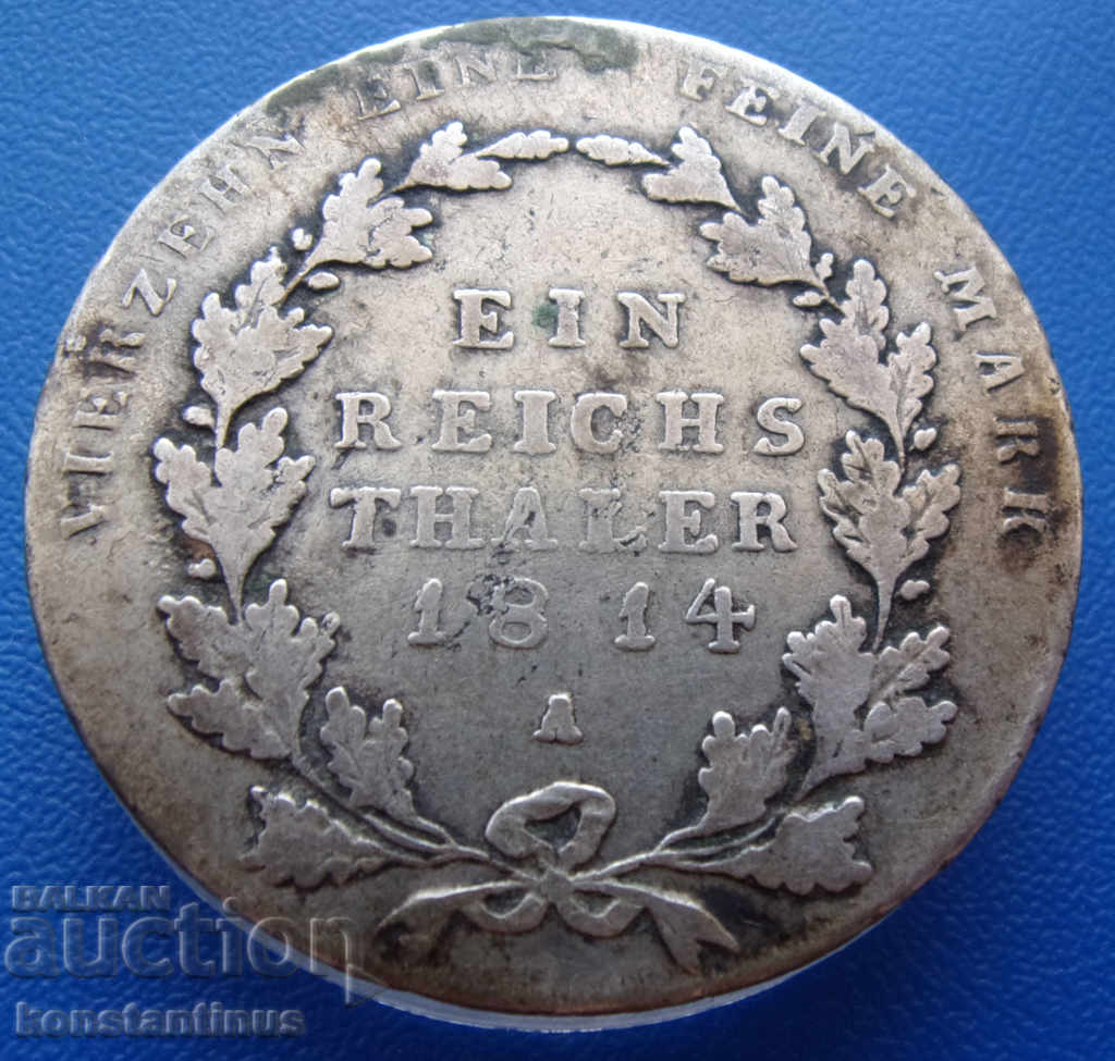 Германия Саксония 1  Талер  1814   Rare Оригинал-Качество - 5