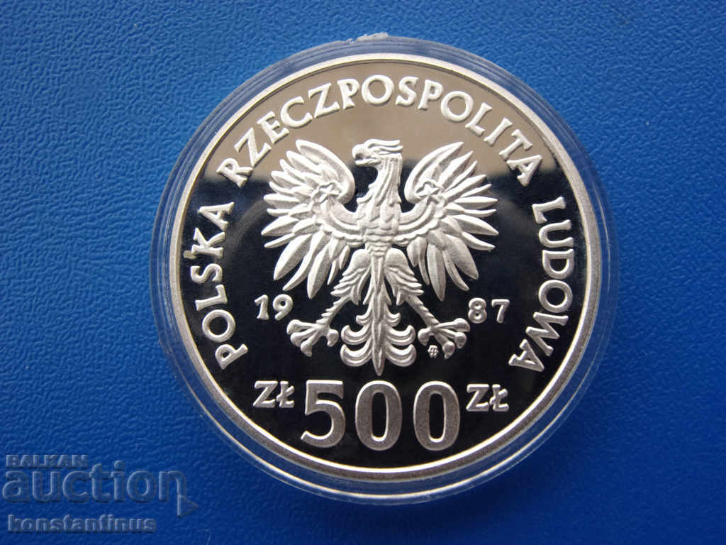 Licitație Polonia 500 Zloty 1987 Rare UNC PROOF argint