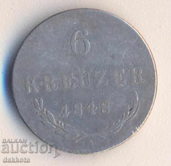 Austria 6 Kreuzer 1848, a