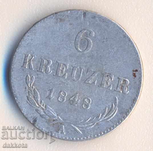 Austria 6 Kreuzer 1848, a