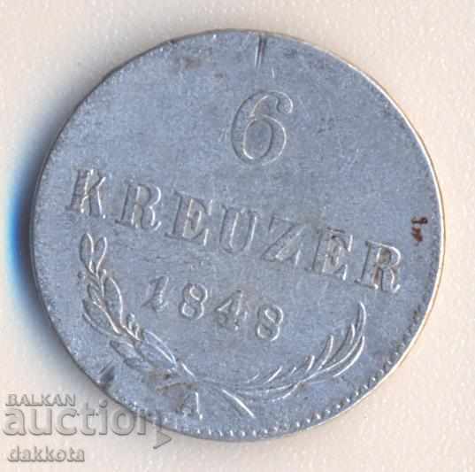 Αυστρία 6 Kreuzer 1848, α Αυστρία 6 Kreuzer 1848, α