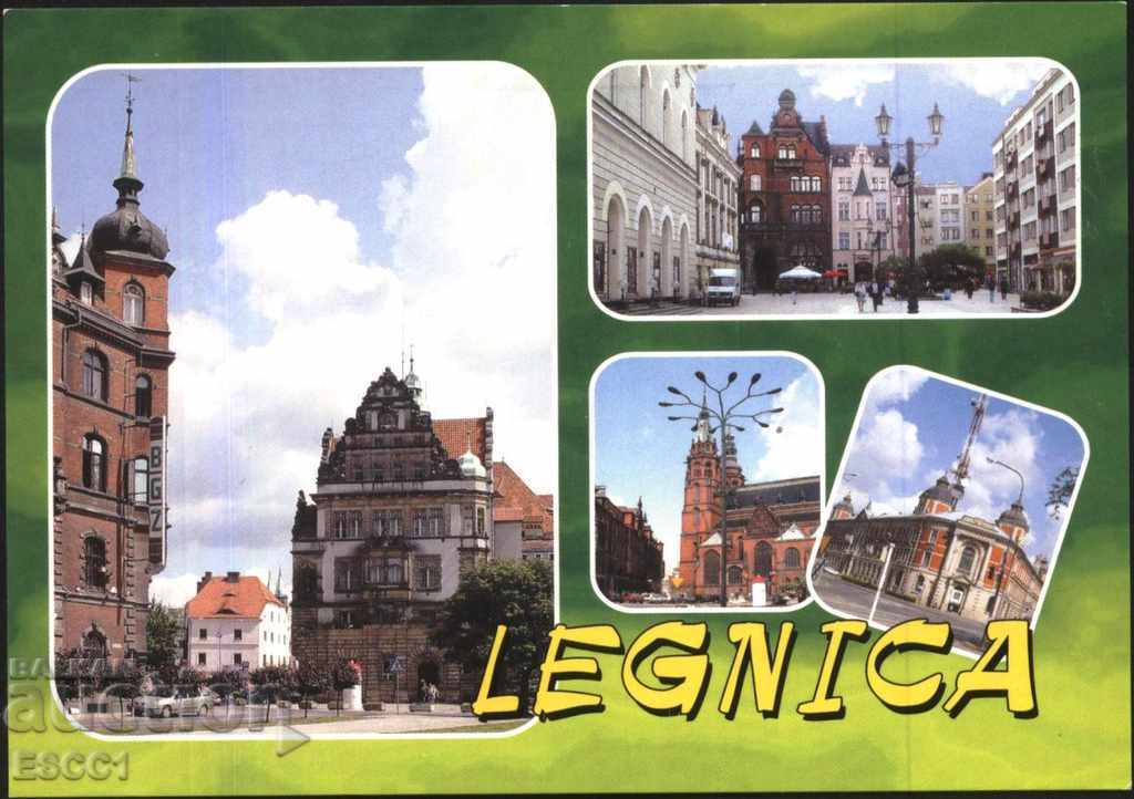Пътувала пощенска картичка Изгледи Легница от Полша