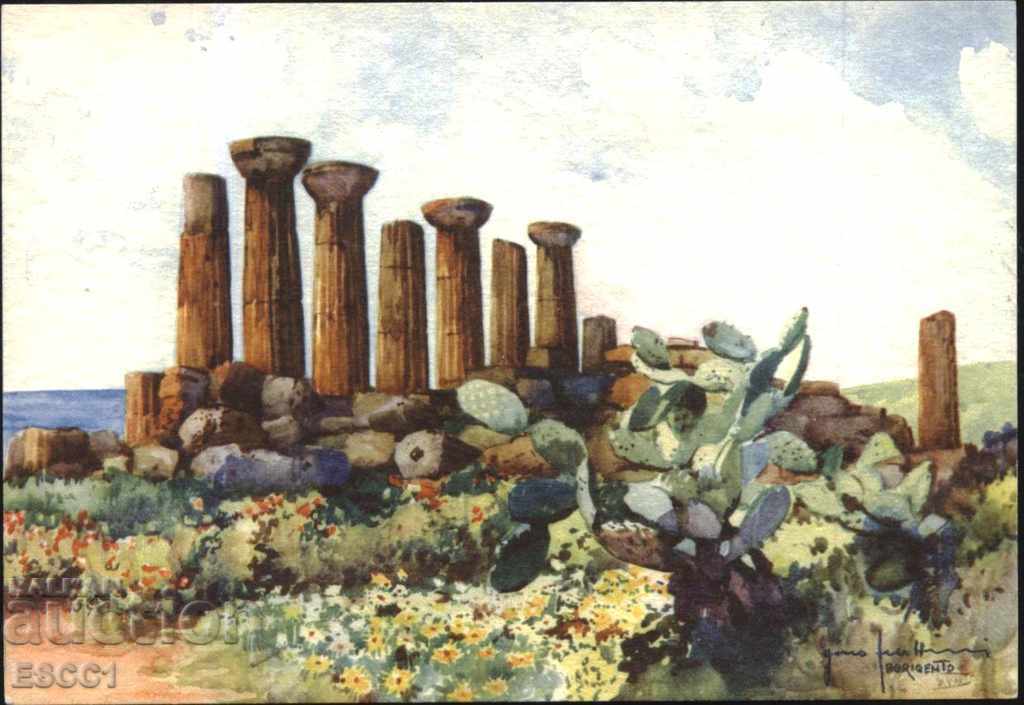Καρτ ποστάλ Ζωγραφική Ο ναός του Ηρακλή από την Ιταλία