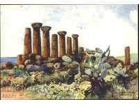 Postcard Painting The Temple of Heracles from Italy