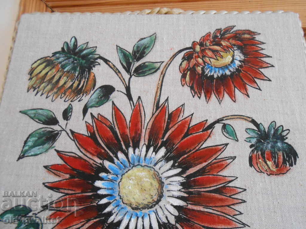 Picture with silk cord, drawing on linen, signed with price 200.00 BGN | € 102.26 Picture with silk cord, drawing on linen, signed with price 200.00 BGN | € 102.26