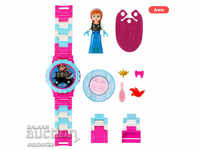 Kids clock with toy figurine Lego Anna Frozen