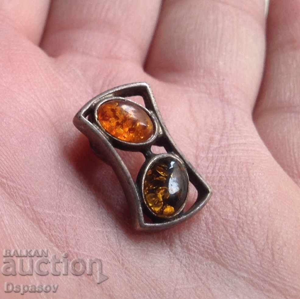 Silver Pendant with Amber