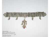 Beautiful antique Revival-era necklace/pendant, silver, hand-chased