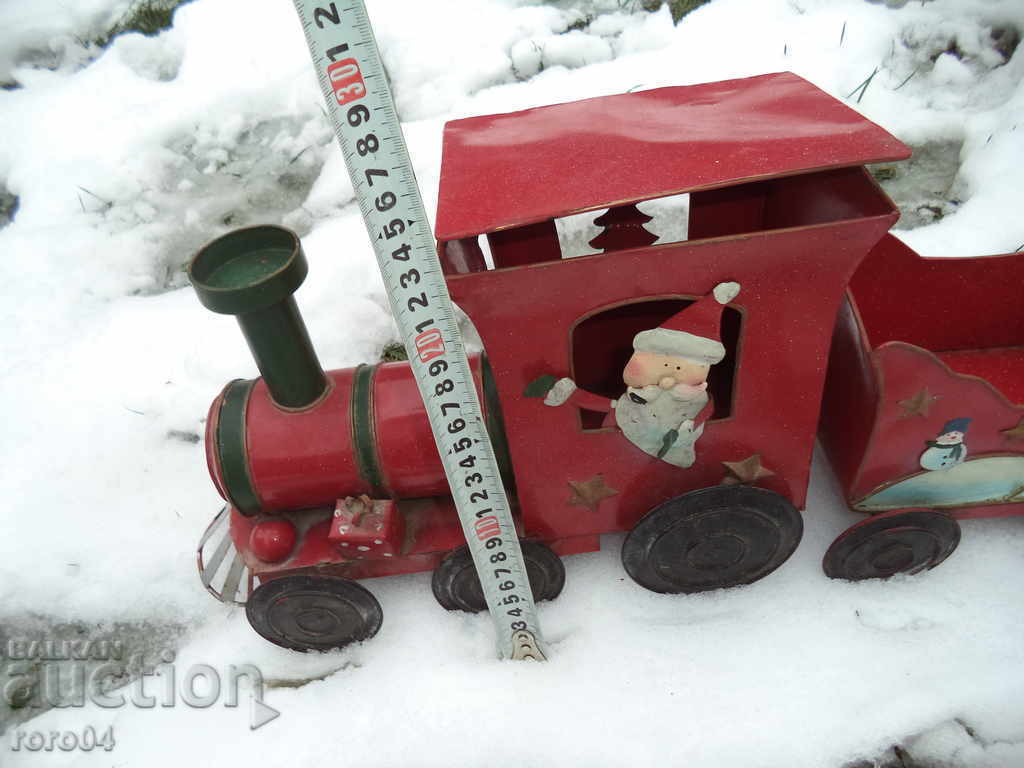 Παράδοση ΜΕΓΑΛΟ ΤΡΈΝΑ ΜΕΤΑΛΛΙΚΟΥ ΦΥΛΛΟΥ ΜΕ SANTA CLAUS / CHRISTMAS