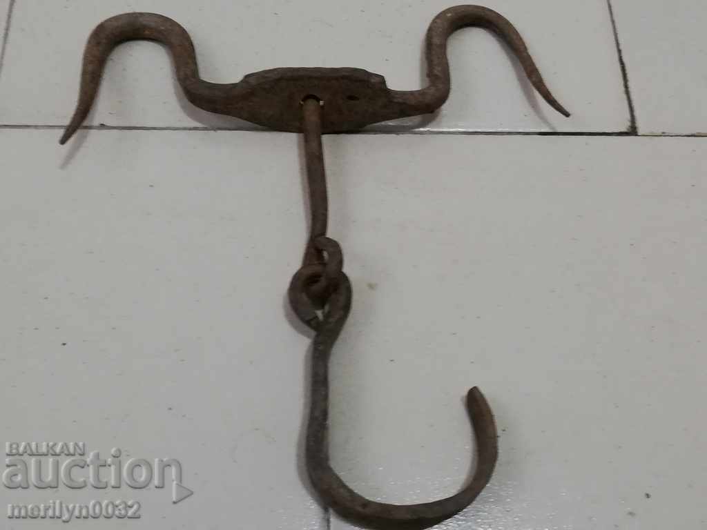 An old forged scraping hook, double twin - 5 An old forged scraping hook, double twin - 5