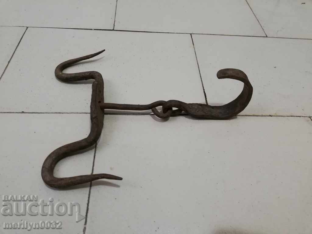 An old forged scraping hook, double twin - 6 An old forged scraping hook, double twin - 6