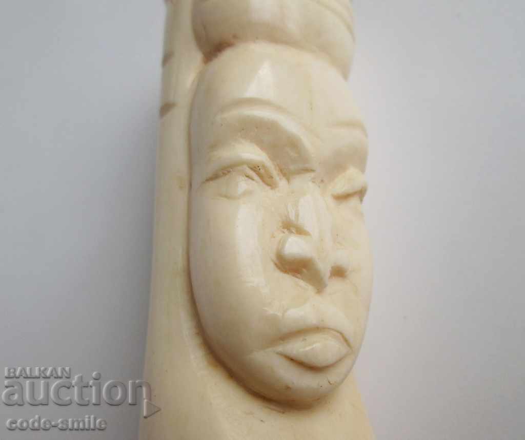 Old African figure statuette vase from bone - 7