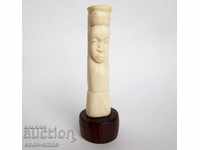 Old African figure statuette vase from bone
