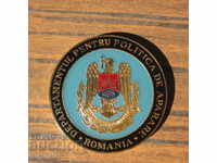 παλιά ρουμανική πλάκα μετάλλων από την πολιτική άμυνας Soca