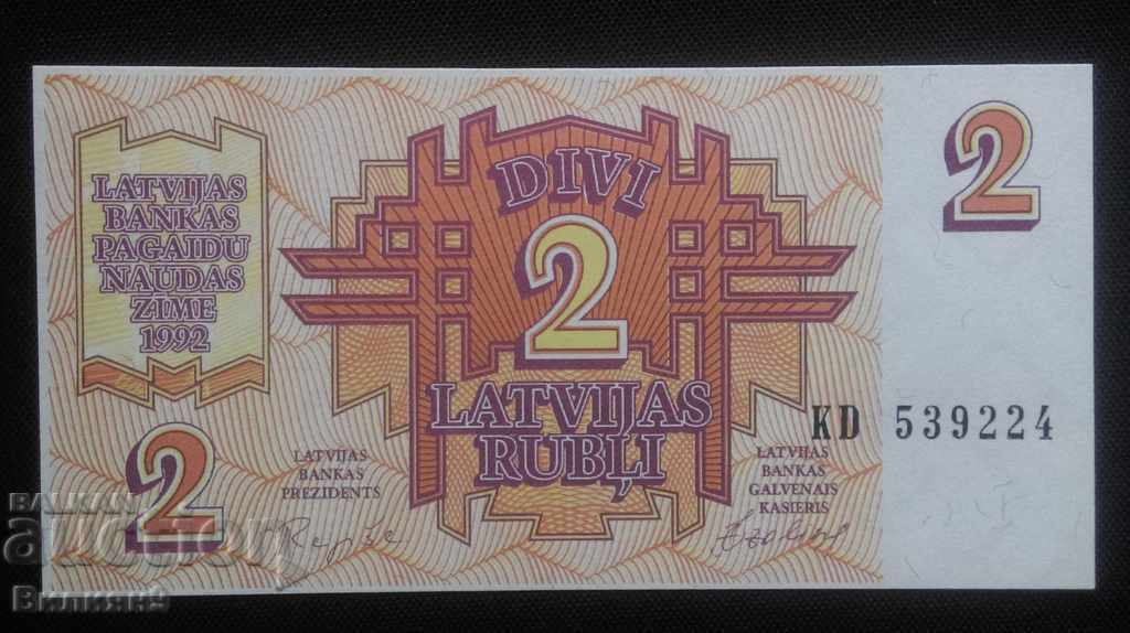 2 рубли 1992 Латвия UNC