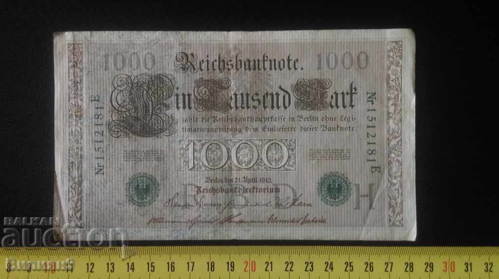 Germany 1000 marks 1910 green stamp