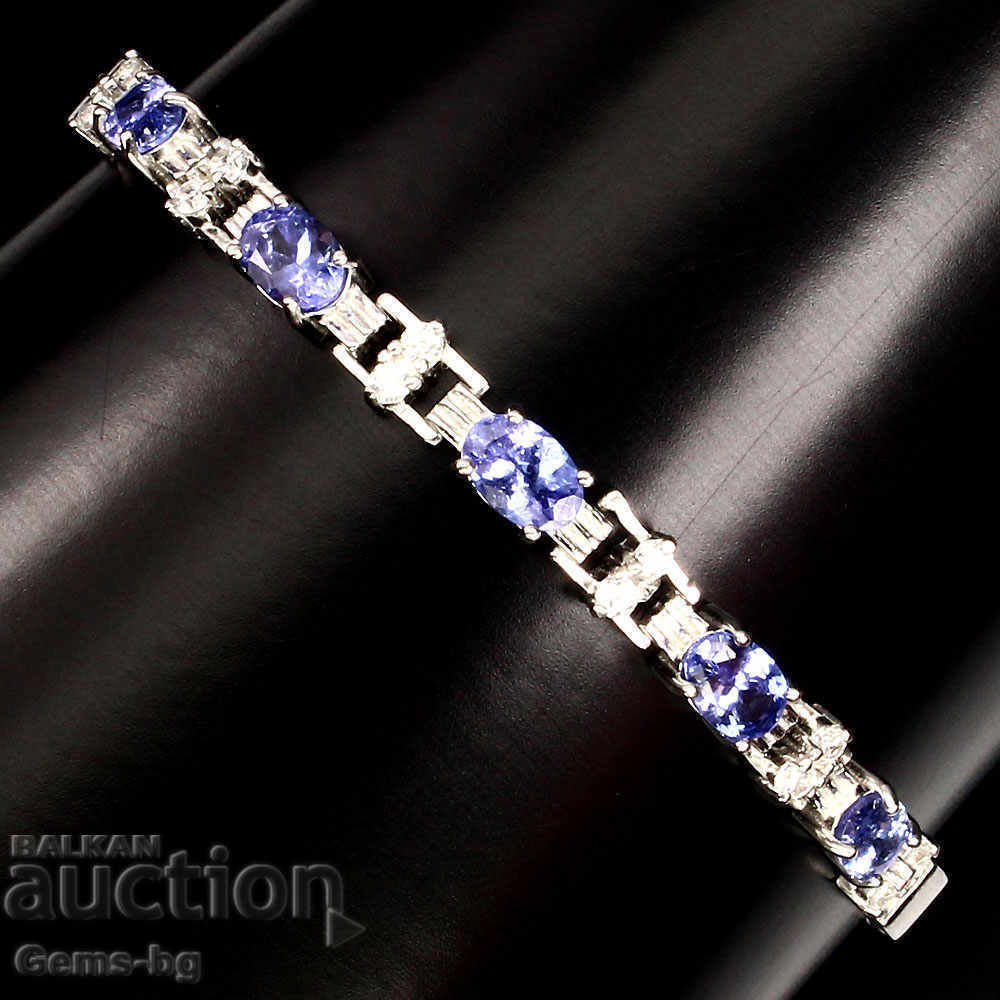 Silver bracelet with tanzanite and zircon
