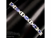 Silver bracelet with tanzanite and zircon