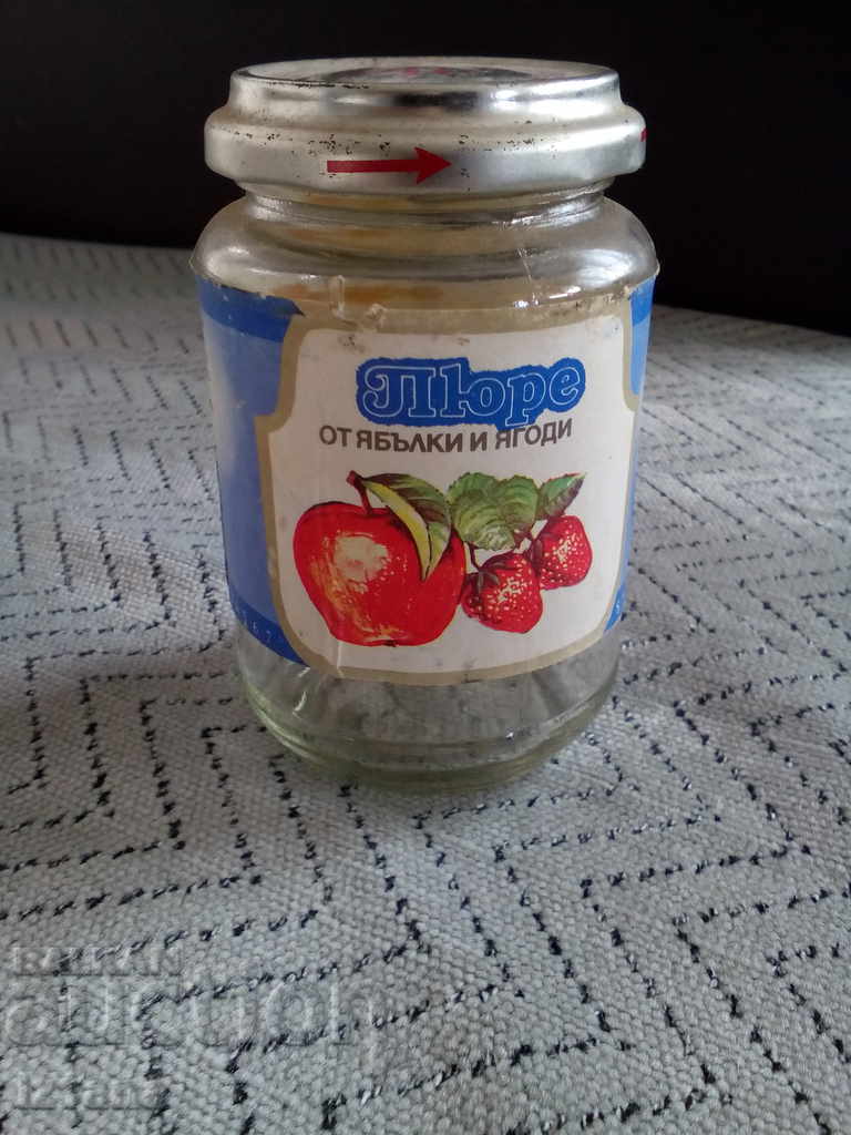 Old Pure jar of apples and strawberries